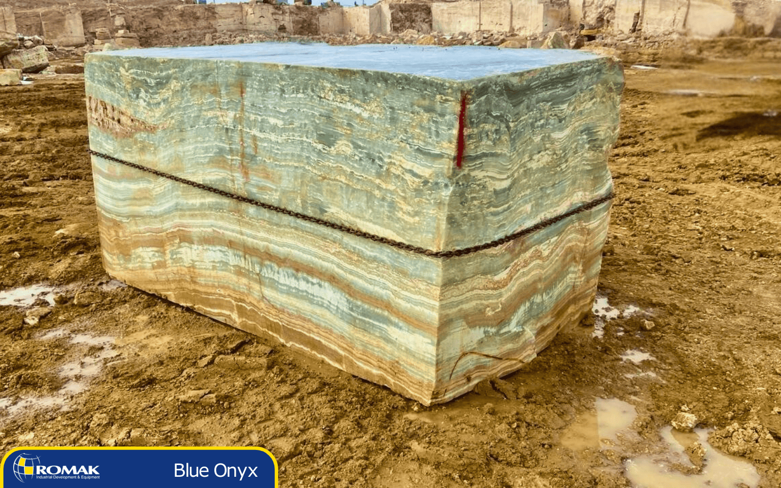Elevate Your Space with Exquisite Iranian Blue Onyx from Romak Trading Elegant Iranian blue onyx with vibrant, translucent blue tones, ideal for backlit walls and high-end design projects.