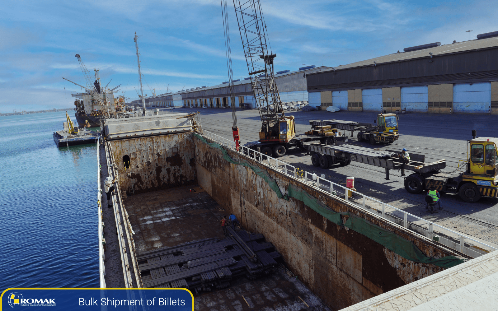 Iran Billet export shipment handled by Romak Trading at Bandar Abbas port.